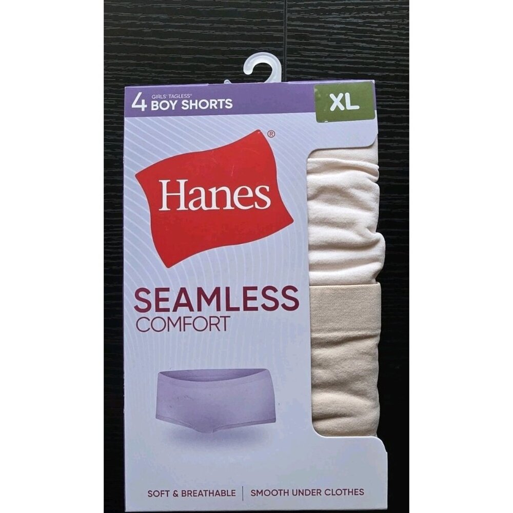 Hanes Girls Seamless Boyshorts 4 Pack XL 14-16 Tagless Comfort